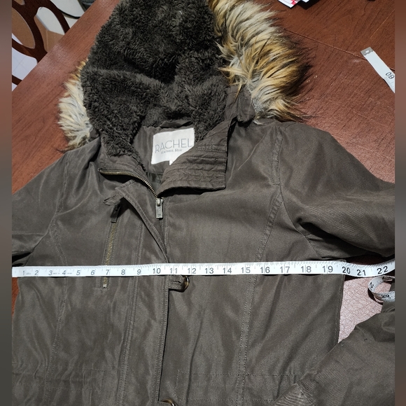 RACHEL Rachel Roy Olive Utility Jacket with Faux Fur Hood - Picture 3 of 13